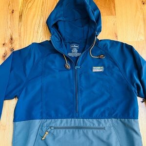L.L.Bean 100% Nylon Mountain Classic Anorak Jacket Medium Colorblock Blue/Green.